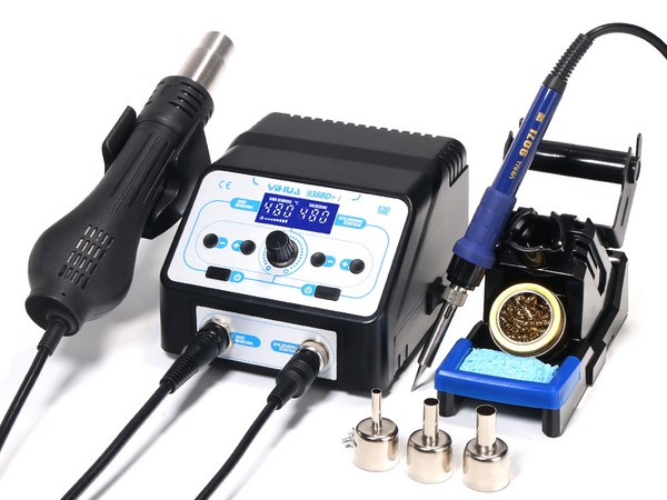 Estación de retrabajo de soldadura de aire caliente 2 en 1, 938BD+-I